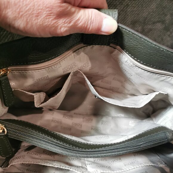 Olive/Gold Pebbled Leather Satchel/Crossbody EUC #253 - Picture 5 of 14